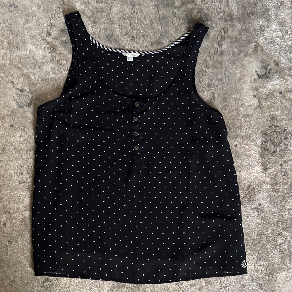 Volcom Black and White Polka Dot Tank Top